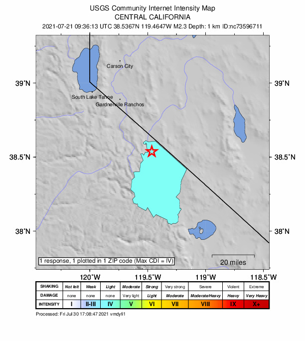 Did You Feel It? map: shaking reported by the public