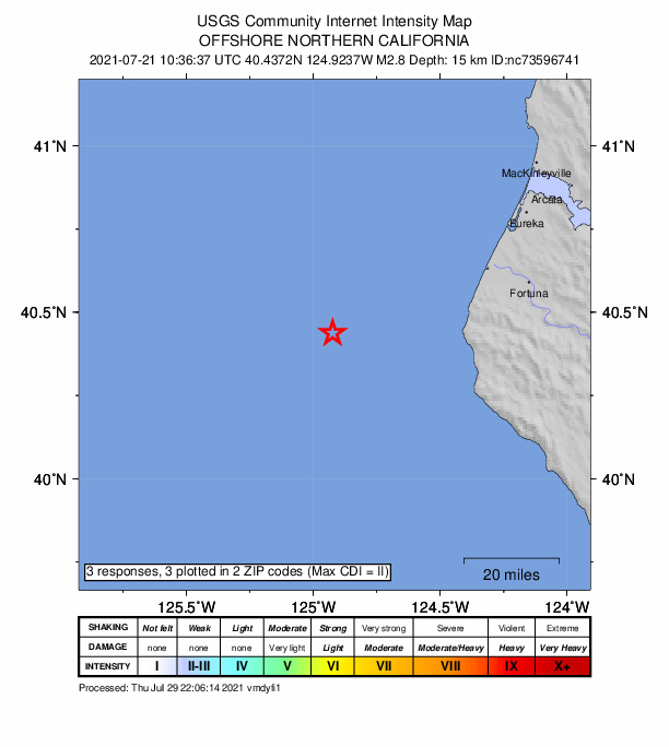 Did You Feel It? map: shaking reported by the public
