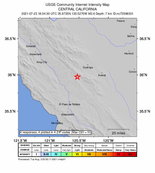 Did You Feel It? map: shaking reported by the public