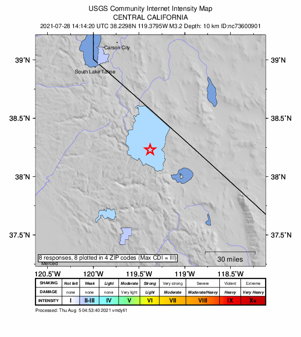 Did You Feel It? map: shaking reported by the public
