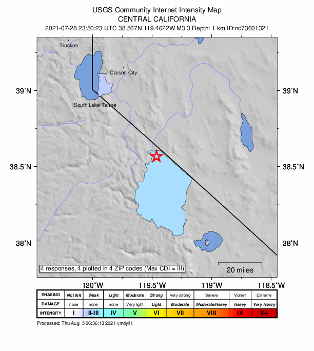 Did You Feel It? map: shaking reported by the public