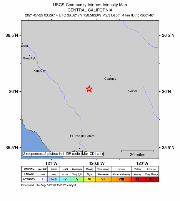 Did You Feel It? map: shaking reported by the public