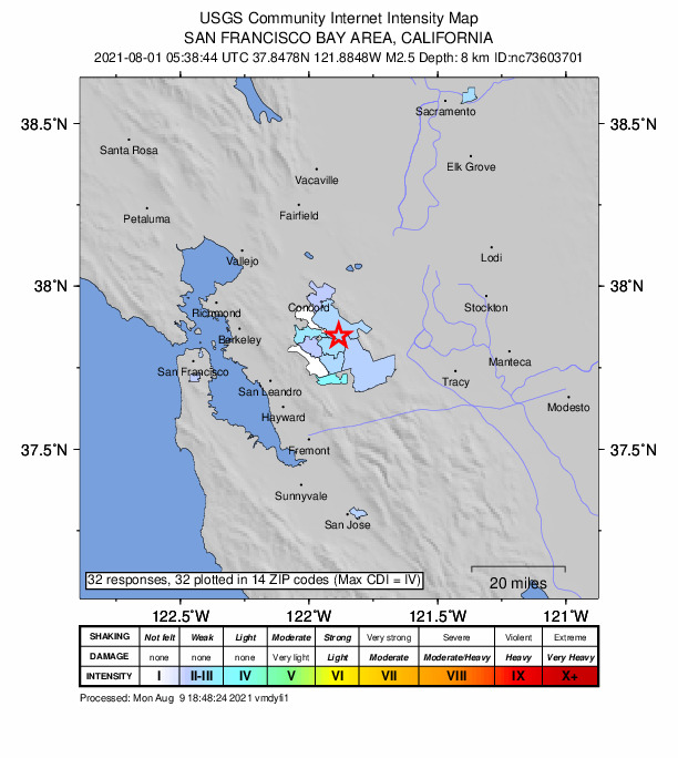 Did You Feel It? map: shaking reported by the public