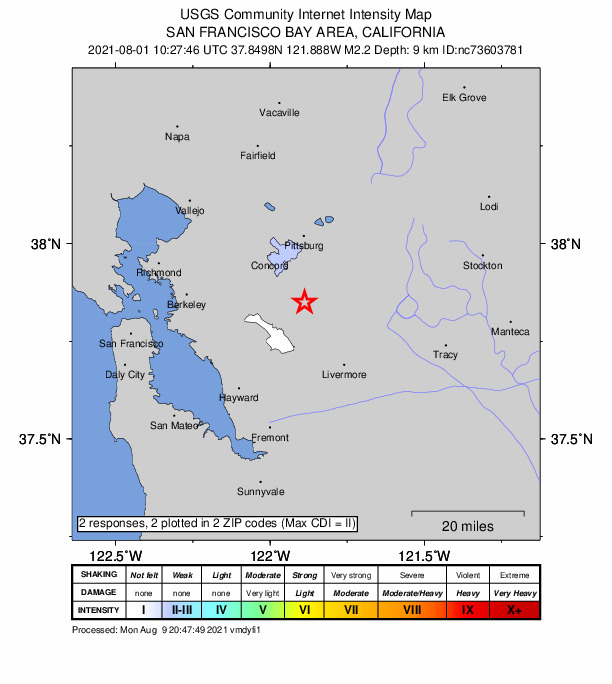 Did You Feel It? map: shaking reported by the public