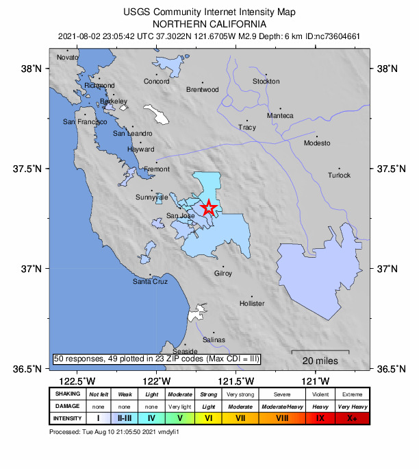 Did You Feel It? map: shaking reported by the public