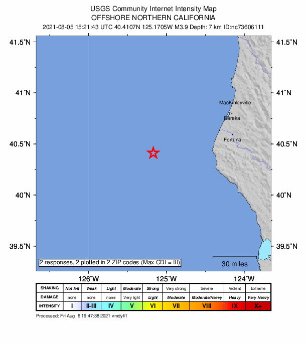 Did You Feel It? map: shaking reported by the public