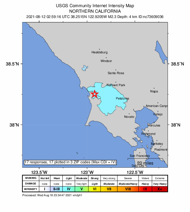 Did You Feel It? map: shaking reported by the public