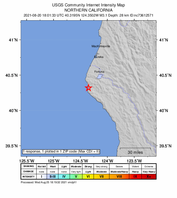 Did You Feel It? map: shaking reported by the public
