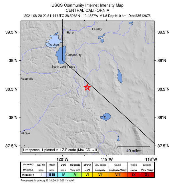 Did You Feel It? map: shaking reported by the public