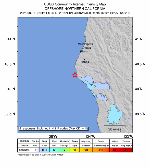 Did You Feel It? map: shaking reported by the public