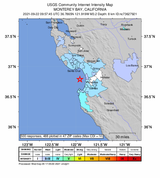 Did You Feel It? map: shaking reported by the public