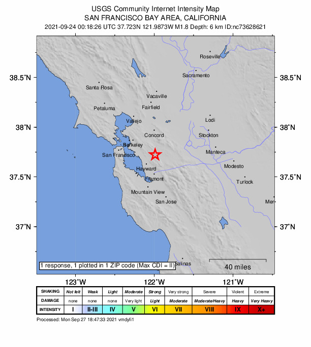 Did You Feel It? map: shaking reported by the public