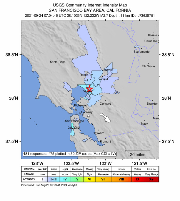 Did You Feel It? map: shaking reported by the public