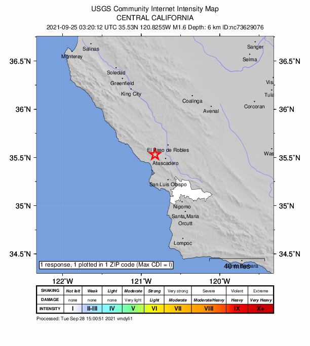 Did You Feel It? map: shaking reported by the public