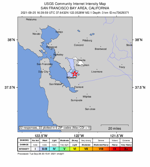 Did You Feel It? map: shaking reported by the public