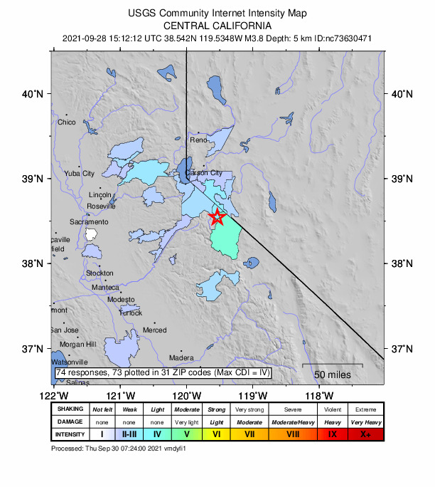 Did You Feel It? map: shaking reported by the public