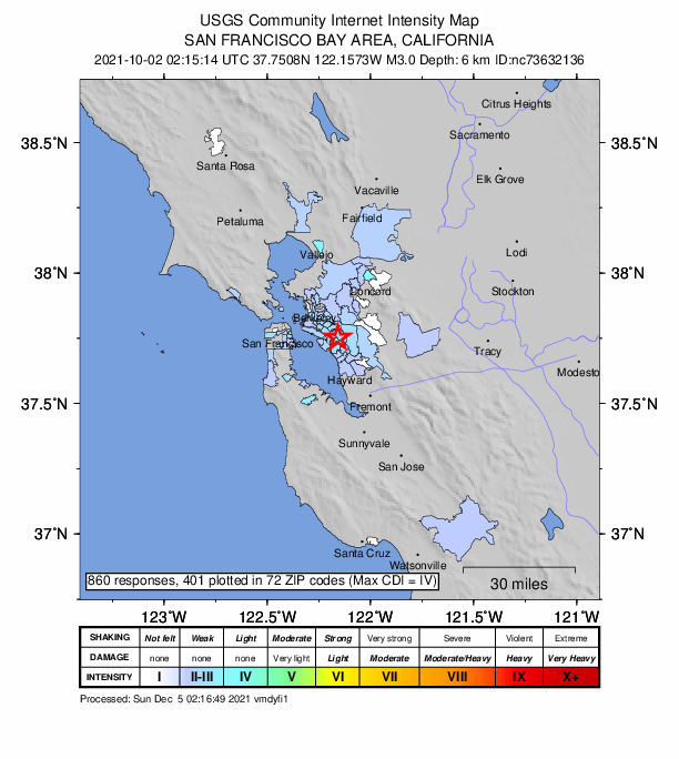 Did You Feel It? map: shaking reported by the public