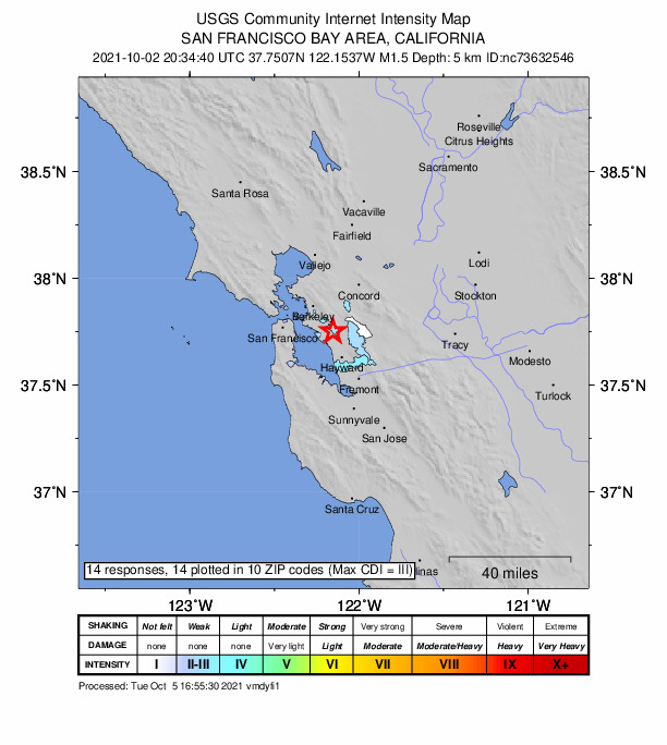 Did You Feel It? map: shaking reported by the public