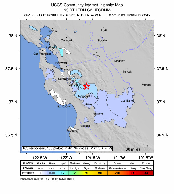 Did You Feel It? map: shaking reported by the public