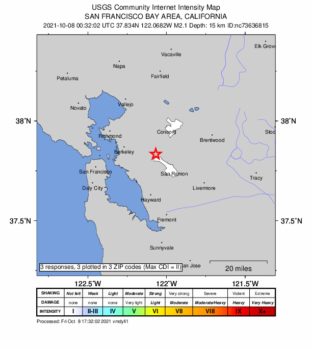 Did You Feel It? map: shaking reported by the public