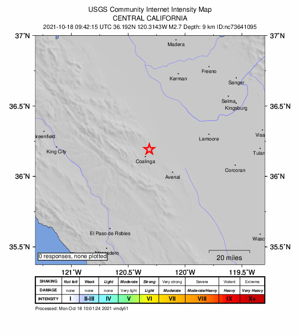 Did You Feel It? map: shaking reported by the public