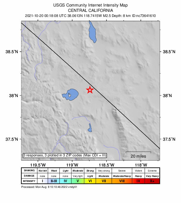 Did You Feel It? map: shaking reported by the public