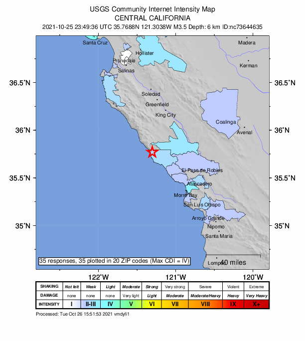 Did You Feel It? map: shaking reported by the public