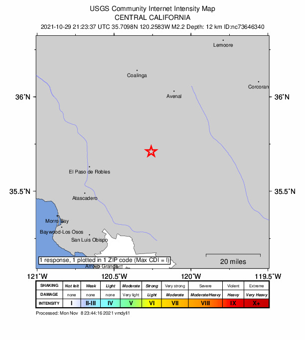 Did You Feel It? map: shaking reported by the public