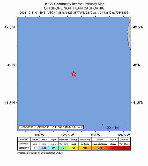 Did You Feel It? map: shaking reported by the public