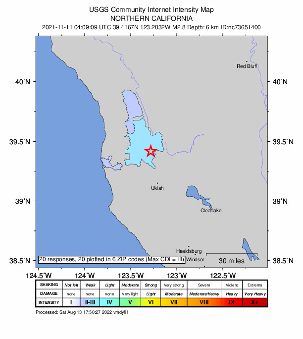 Did You Feel It? map: shaking reported by the public