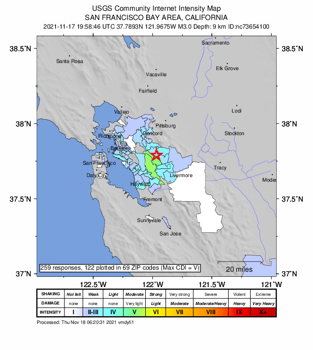 Did You Feel It? map: shaking reported by the public