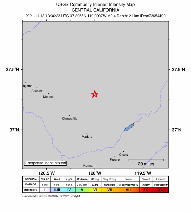 Did You Feel It? map: shaking reported by the public