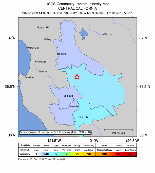Did You Feel It? map: shaking reported by the public