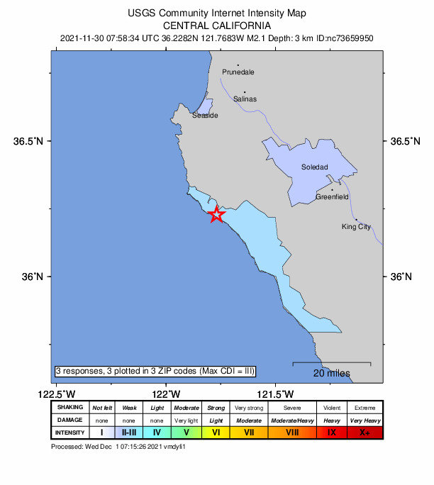 Did You Feel It? map: shaking reported by the public