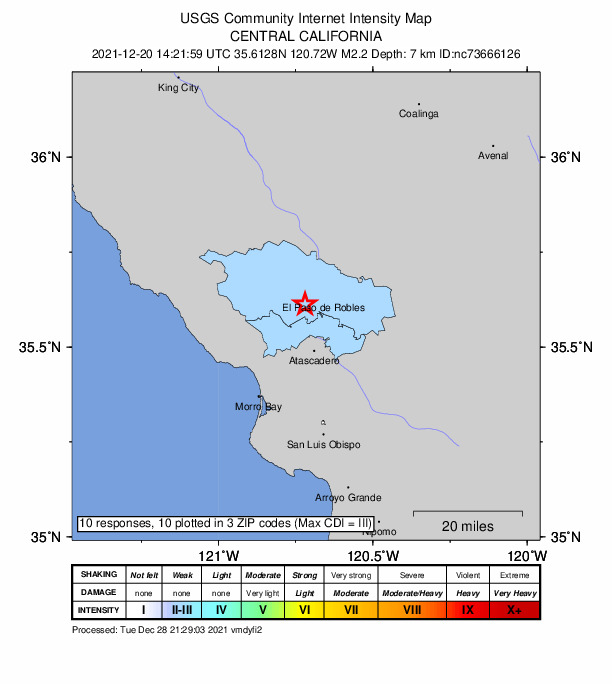 Did You Feel It? map: shaking reported by the public