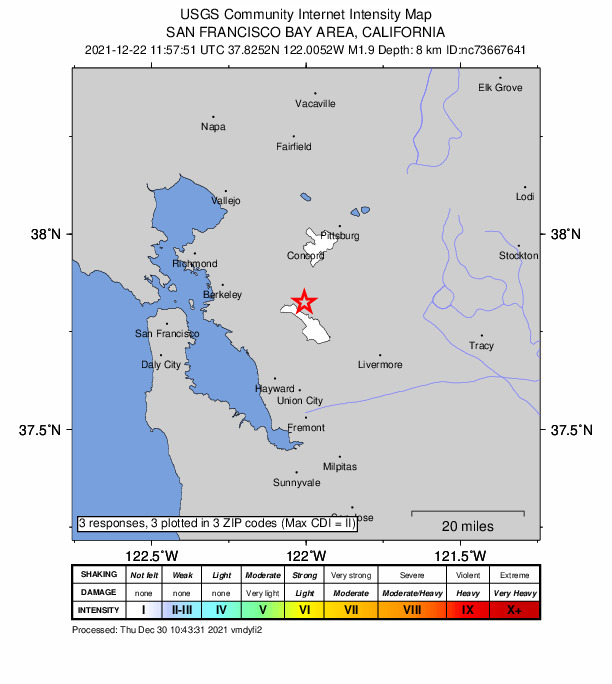 Did You Feel It? map: shaking reported by the public