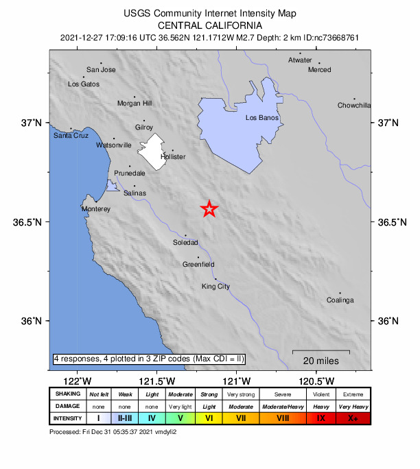 Did You Feel It? map: shaking reported by the public