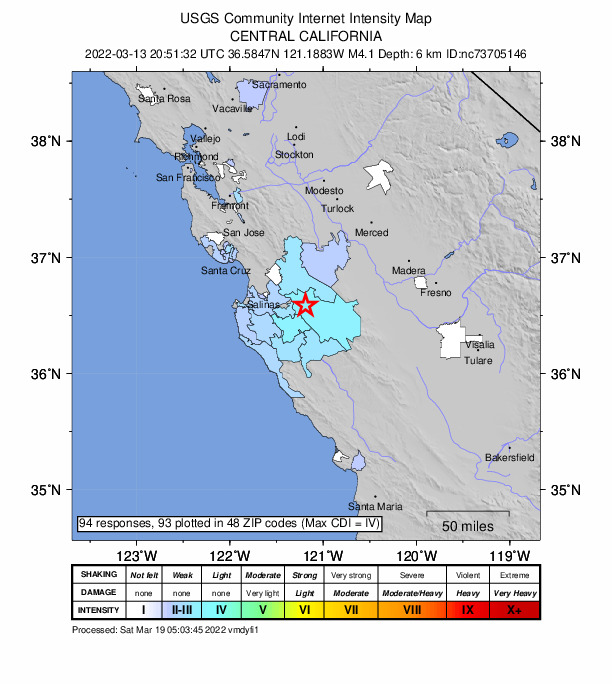 Did You Feel It? map: shaking reported by the public