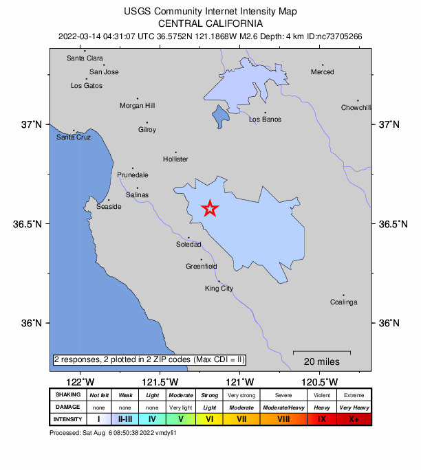 Did You Feel It? map: shaking reported by the public