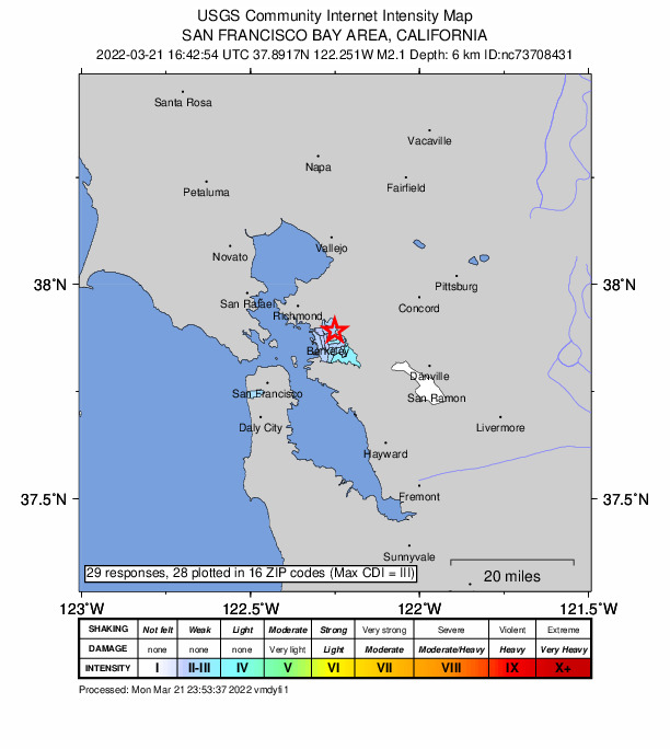 Did You Feel It? map: shaking reported by the public