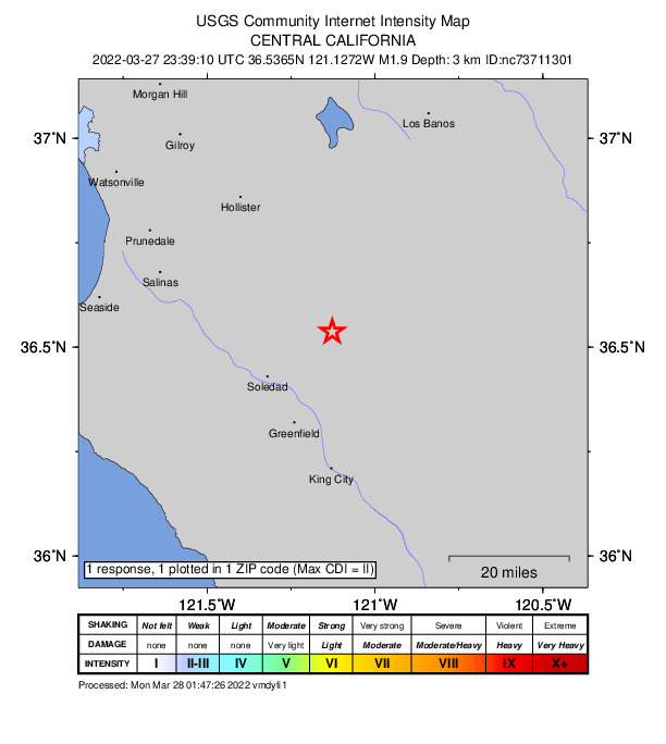 Did You Feel It? map: shaking reported by the public