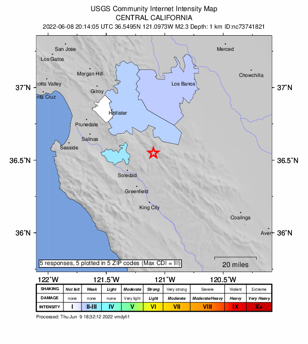 Did You Feel It? map: shaking reported by the public