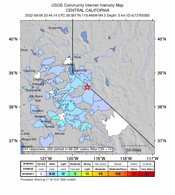 Did You Feel It? map: shaking reported by the public
