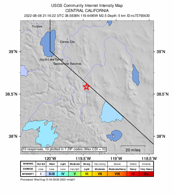 Did You Feel It? map: shaking reported by the public