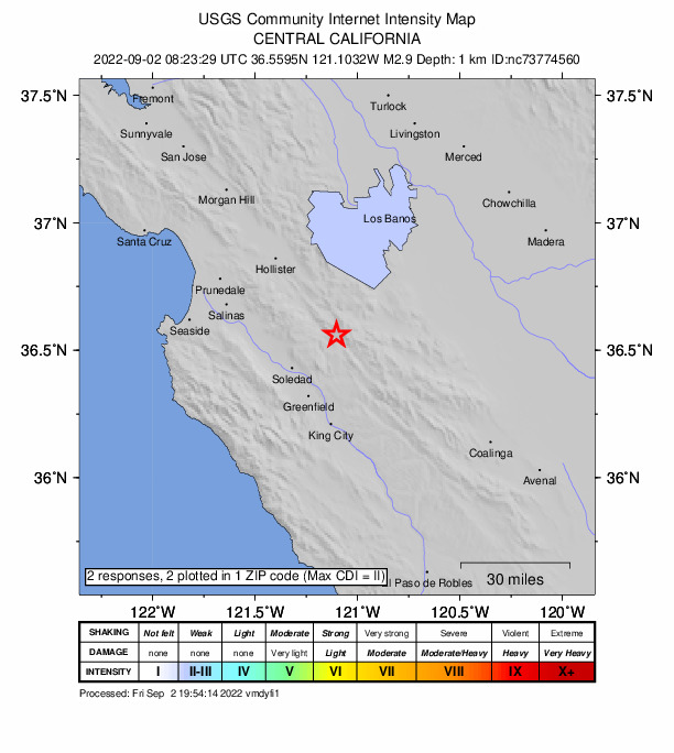Did You Feel It? map: shaking reported by the public