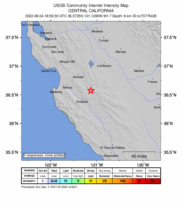 Did You Feel It? map: shaking reported by the public