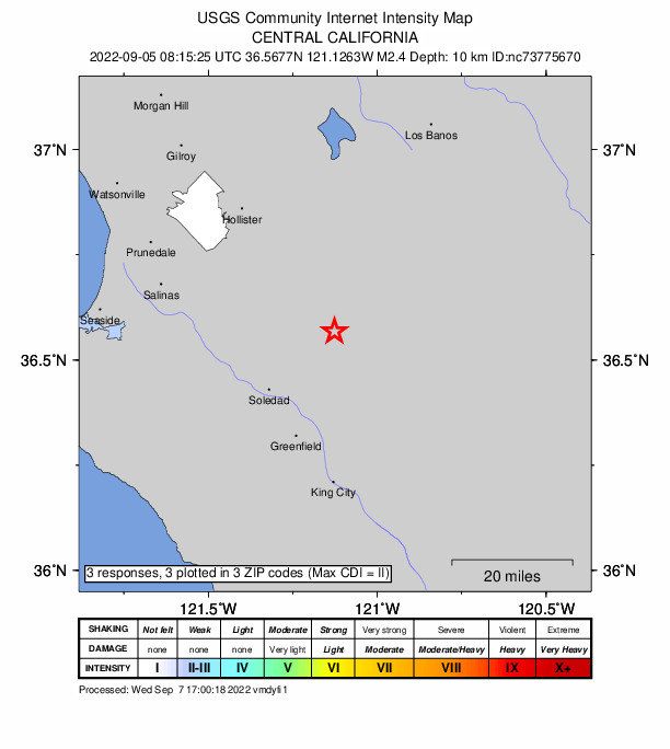Did You Feel It? map: shaking reported by the public