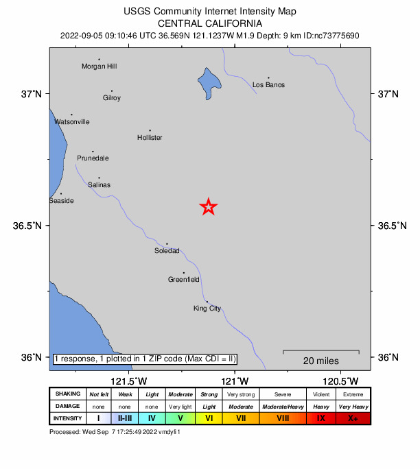 Did You Feel It? map: shaking reported by the public