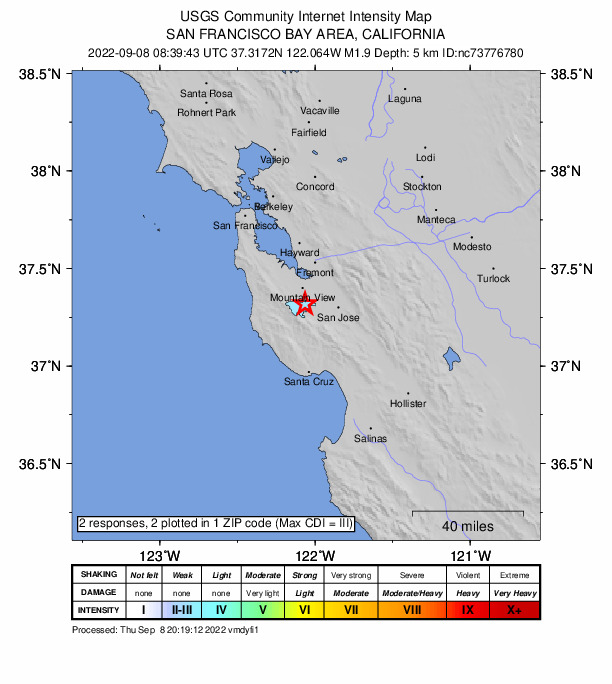 Did You Feel It? map: shaking reported by the public