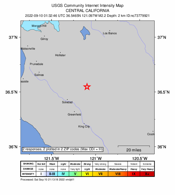 Did You Feel It? map: shaking reported by the public